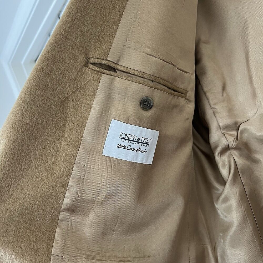 JOSEPH FEISS Mens Camel Hair Blazer Suit Size 46L Sport Coat Casual Jacket - Picture 9 of 12